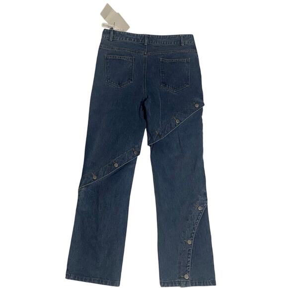 Korean Brand Argue Culture Spiral Button Straight Jeans - Picture 2 of 7